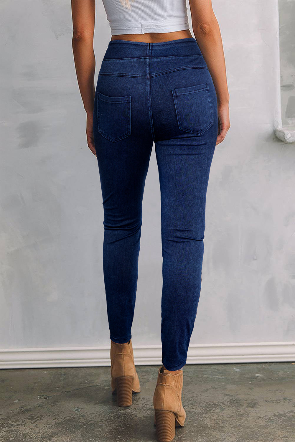 Ashleigh Blue Solid Color High Waist Stretchy Slim Fit Jeggings