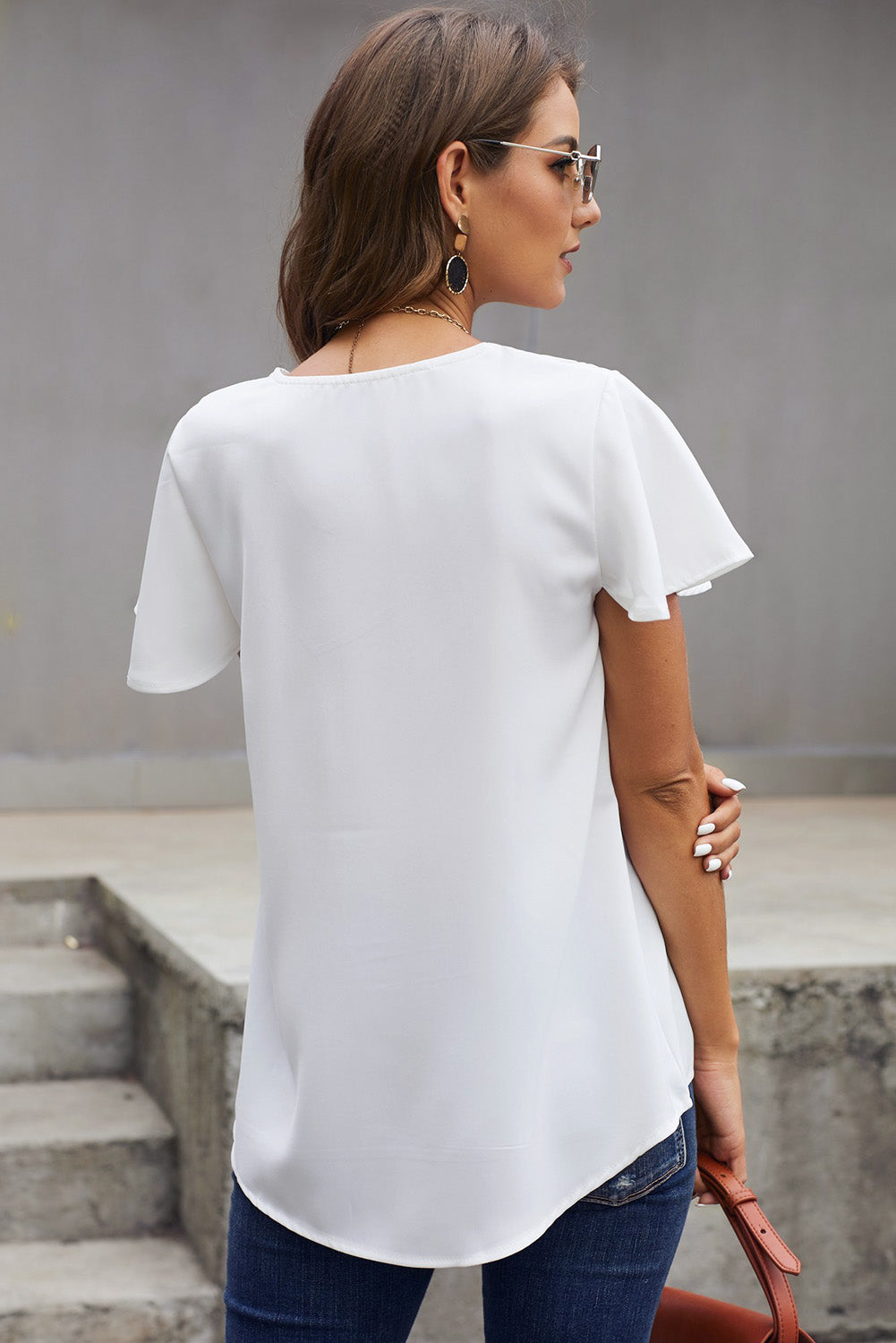 White V Neck Short Sleeve Tee