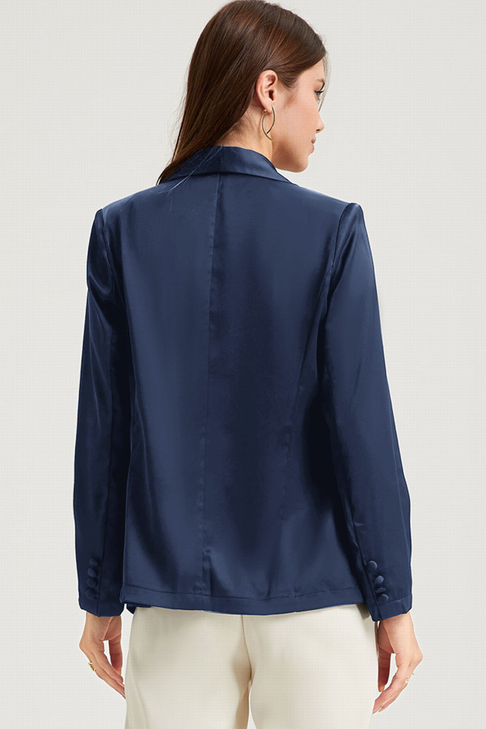 Blue Pocketed Single Button Lapel Neck Blazer