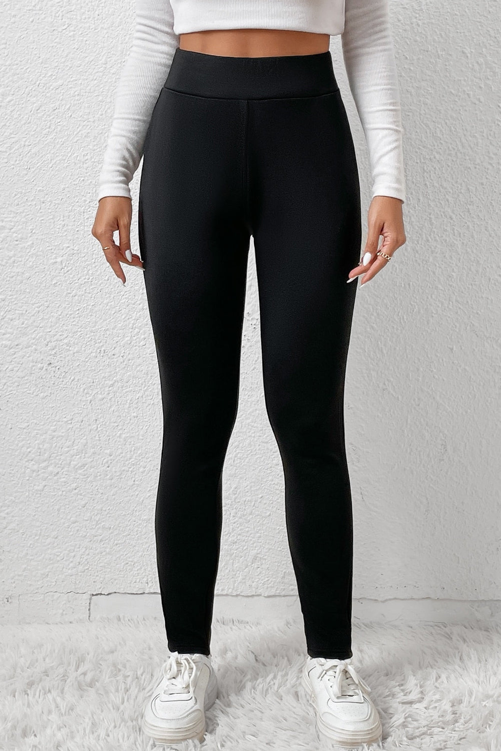 Black Fleece Lining Winter High Waist Leggings