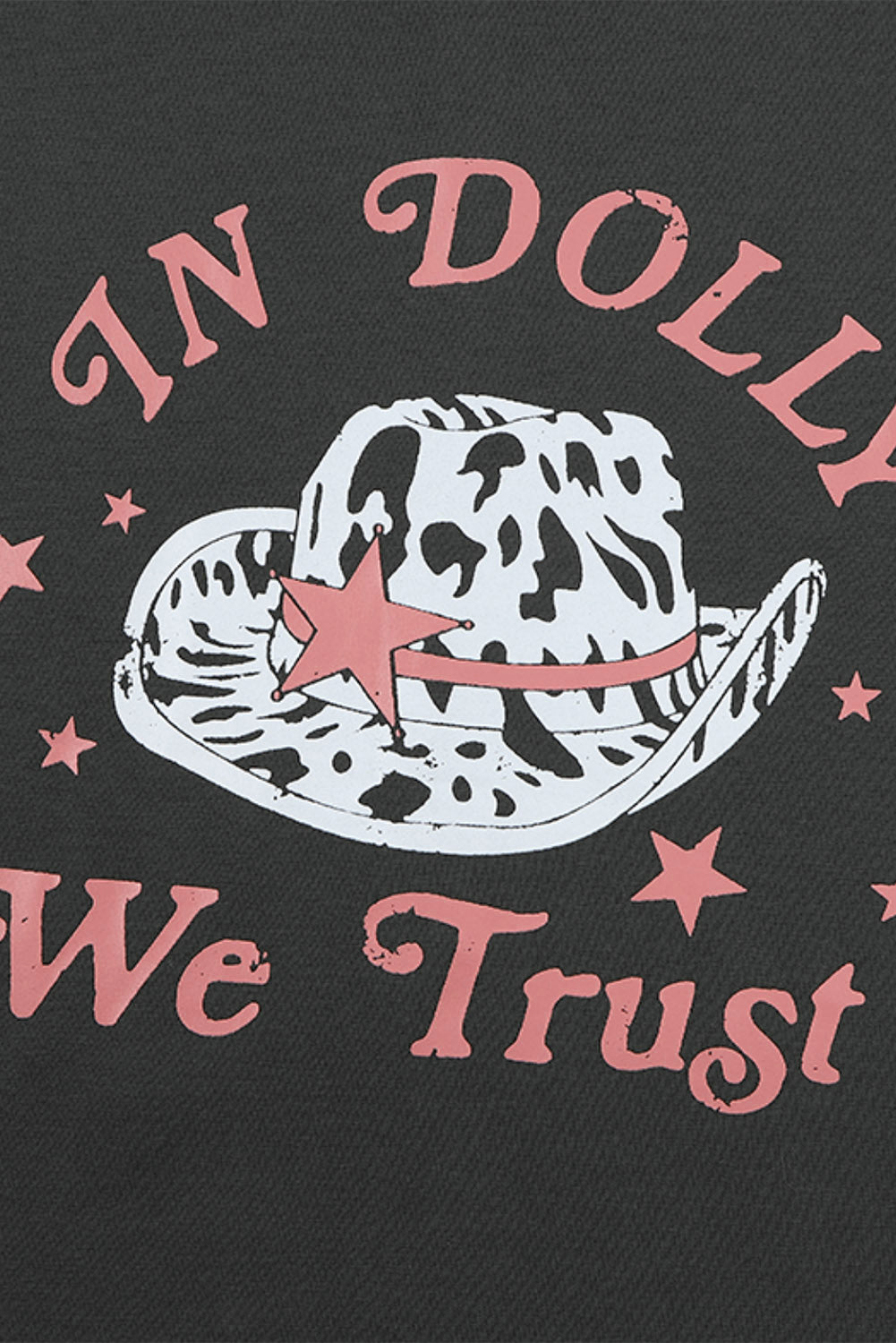 Gray WE TRUST IN DOLLY Western Fashion Graphic Tee